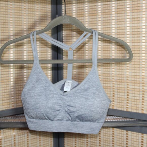 Yogalicious Double-Strap T-Back Sports Heather Gray Bralette - Picture 1 of 4